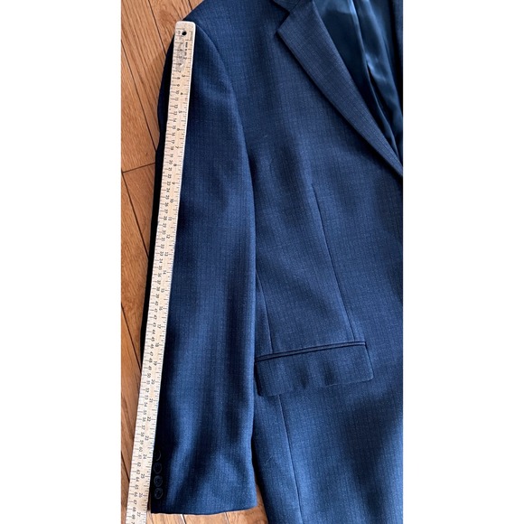 Pronto Uomo Platinum Mens 48 Long Navy Blue 100% Wool Textured 2 Button Blazer - Picture 10 of 10